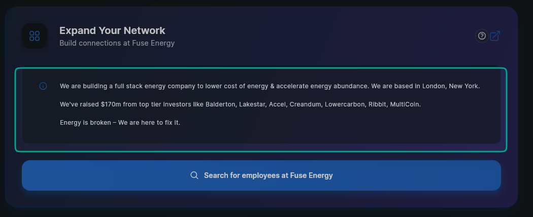 SwiftCareer Network Message - Company Information