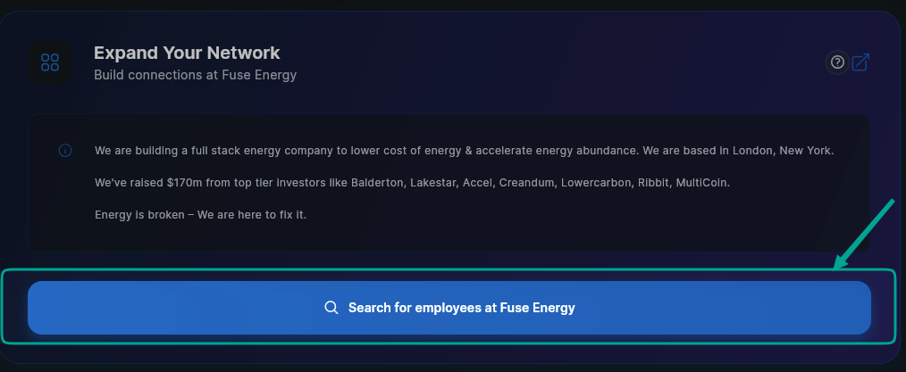 SwiftCareer Network Message - Search for Employees Button