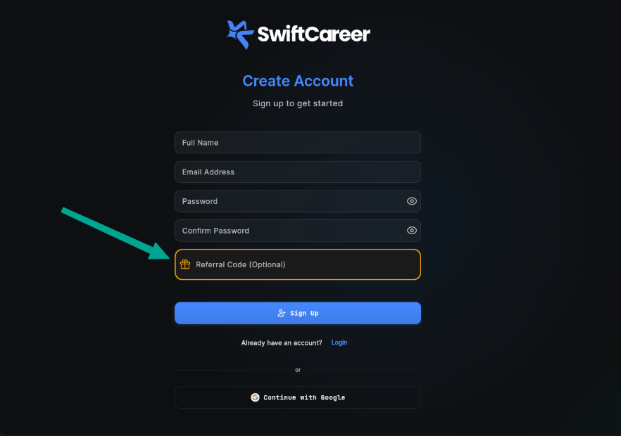 SwiftCareer Cover Letter Message